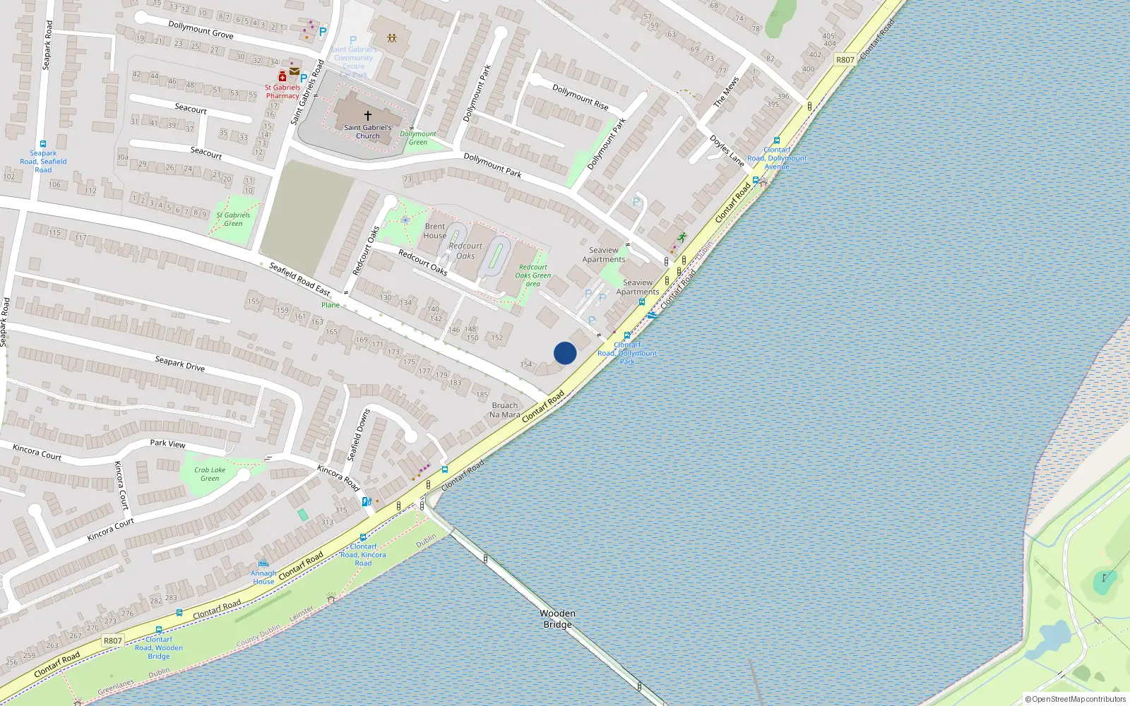 Overhead map showing the location of 354 Clontarf Road, Dublin 3