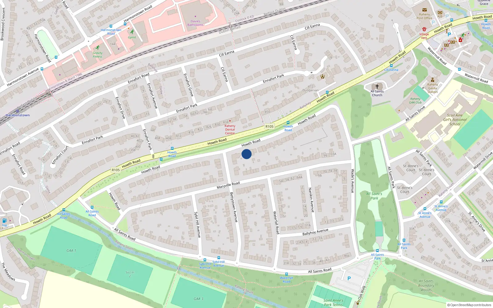 Overhead map showing the location of 355 Howth Road, Dublin 5