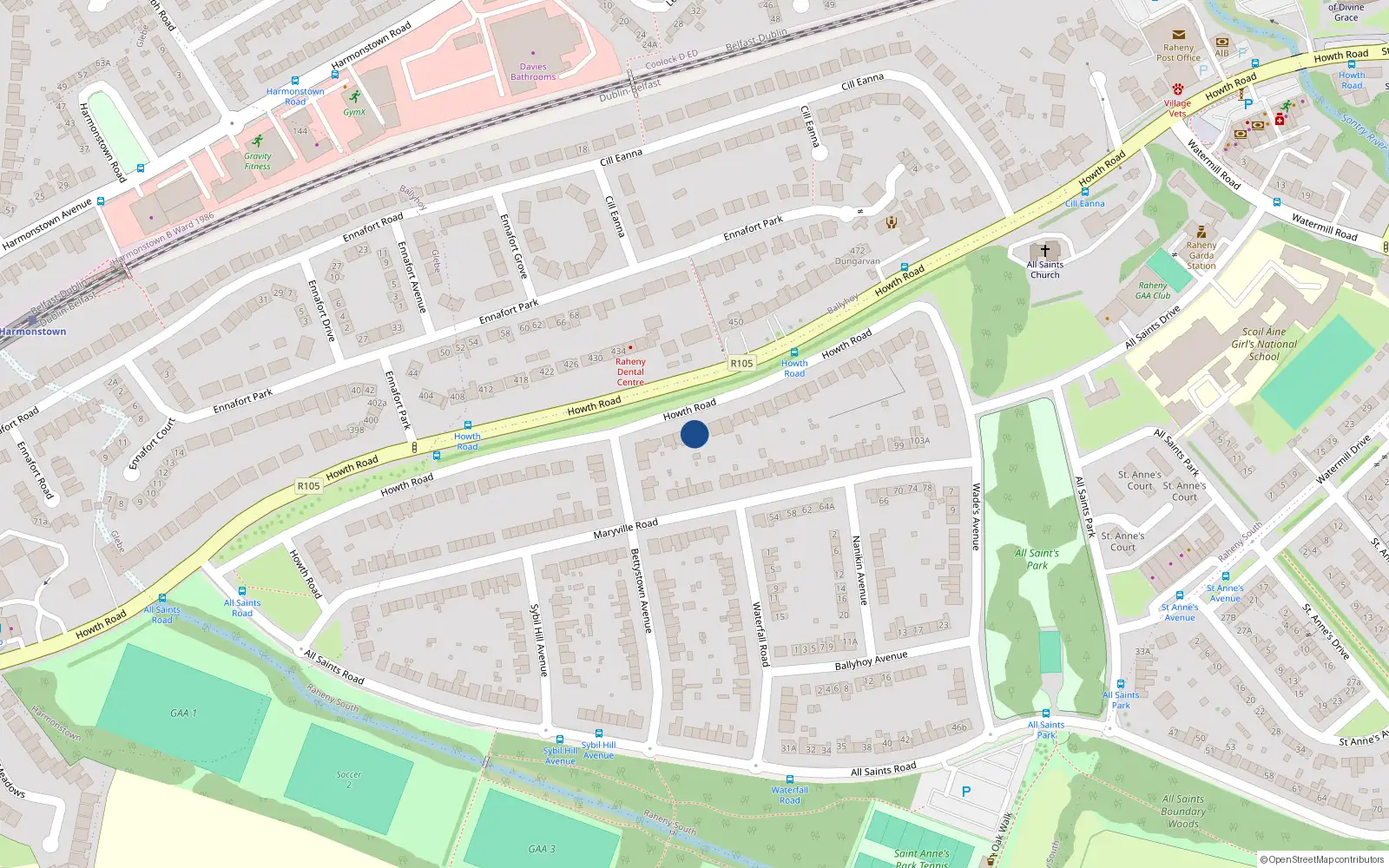 Overhead map showing the location of 359 Howth Road, Dublin 5