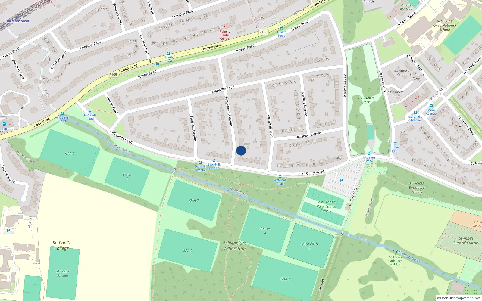 Overhead map showing the location of 35A Bettystown Avenue, Dublin 5