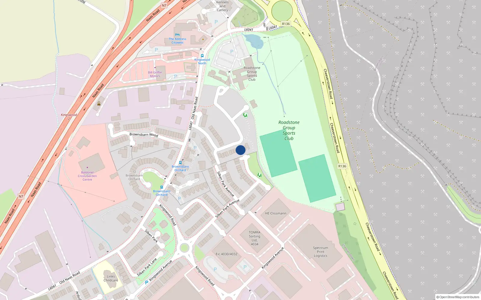Overhead map showing the location of 36 Gordon Park, Dublin 22