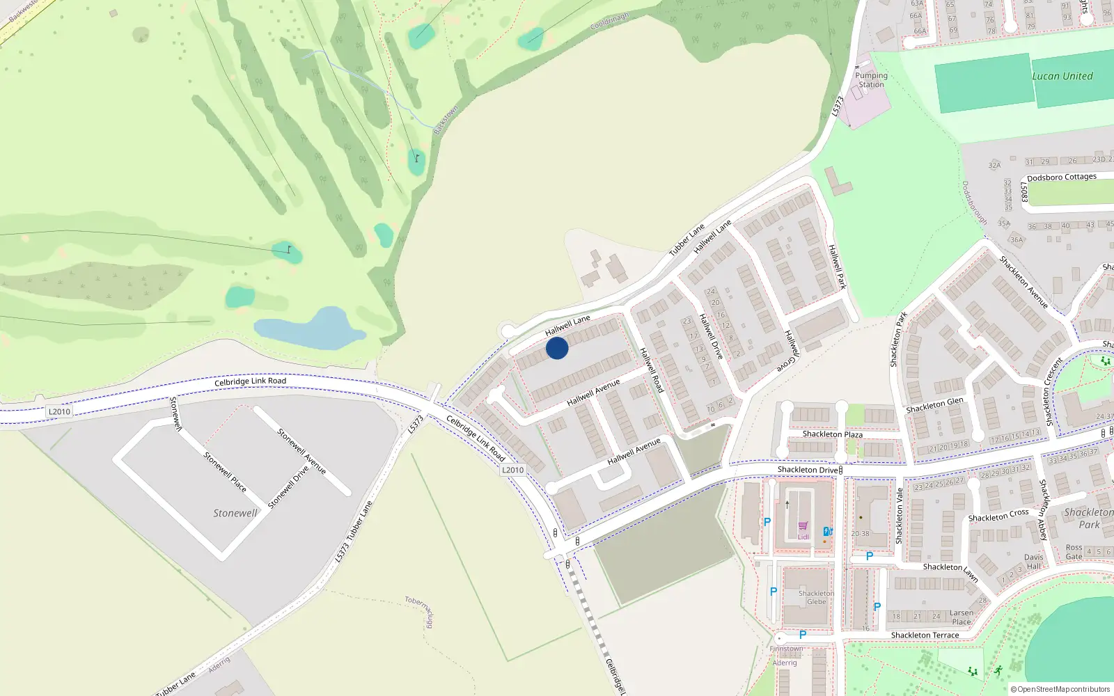 Overhead map showing the location of 36 Hallwell Lane, Adamstown