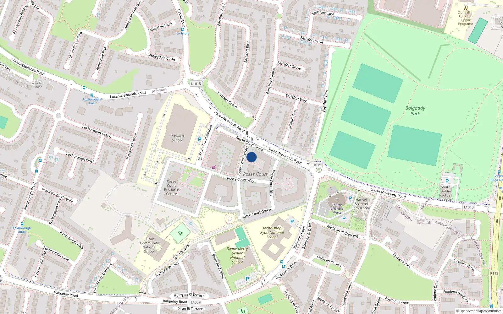 Overhead map showing the location of 36 Rosse Court Terrace, Lucan, Dublin