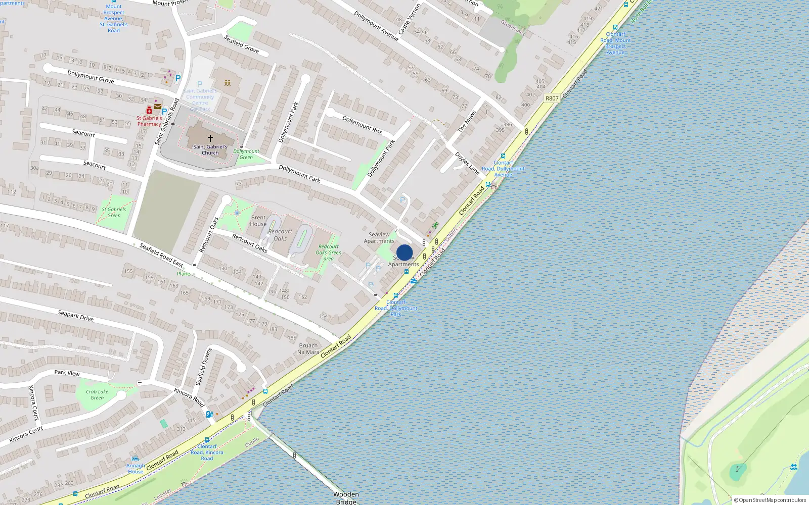 Overhead map showing the location of 36 Seascape, 366 Clontarf Road, Dublin 3