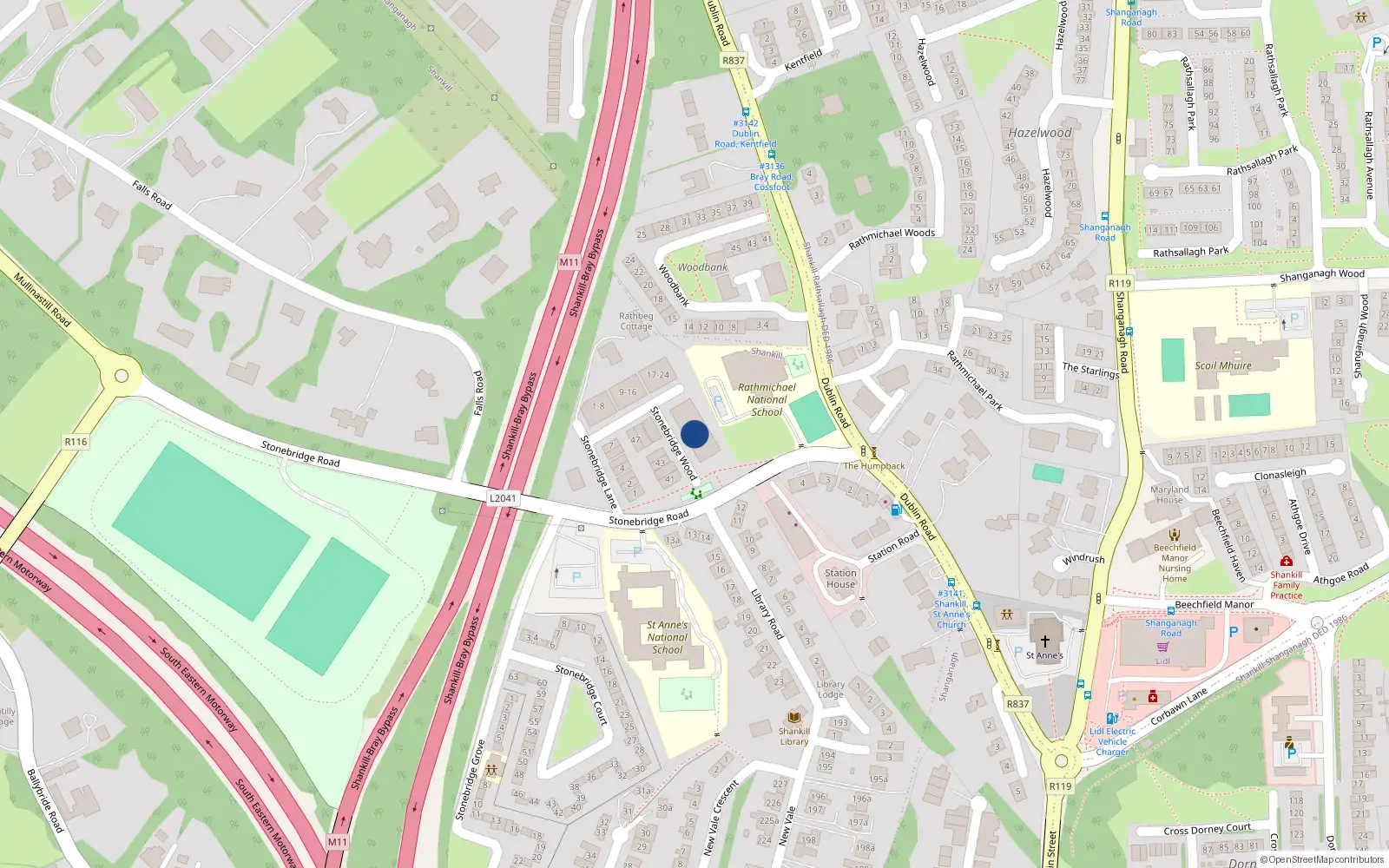 Overhead map showing the location of 36 Stonebridge Wood, Co Dublin