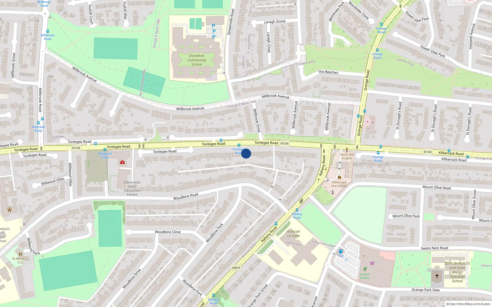 Overhead map showing the location of 360 Tonylegee Road, Raheny Dublin 5, Dublin
