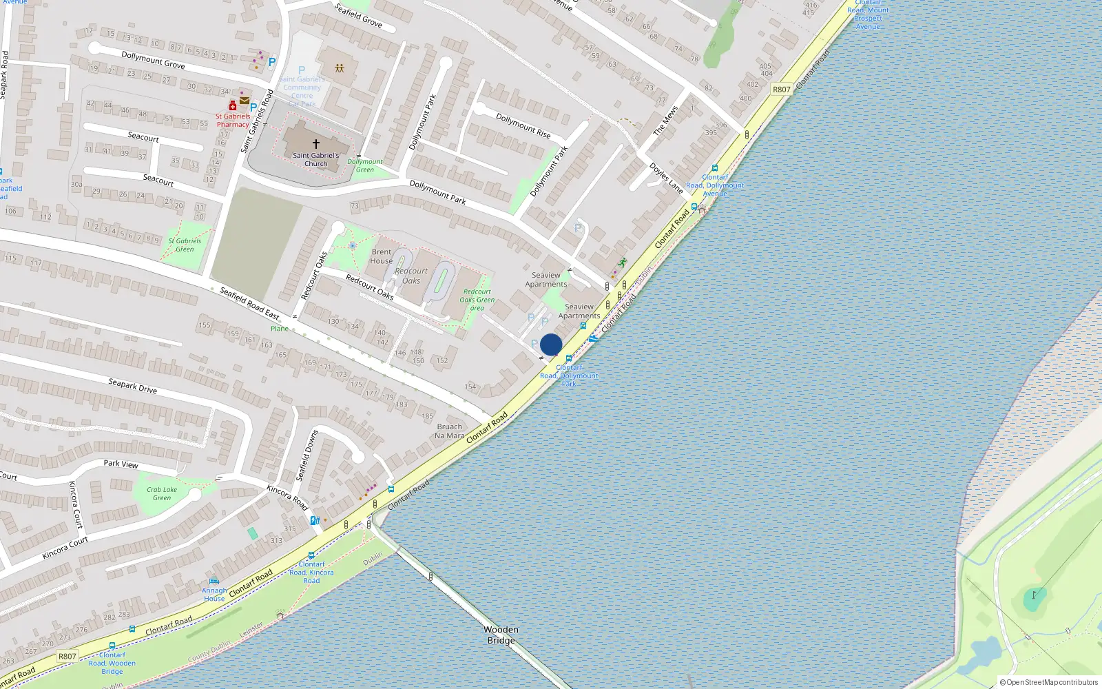 Overhead map showing the location of 361 Clontarf Road, Dublin 3