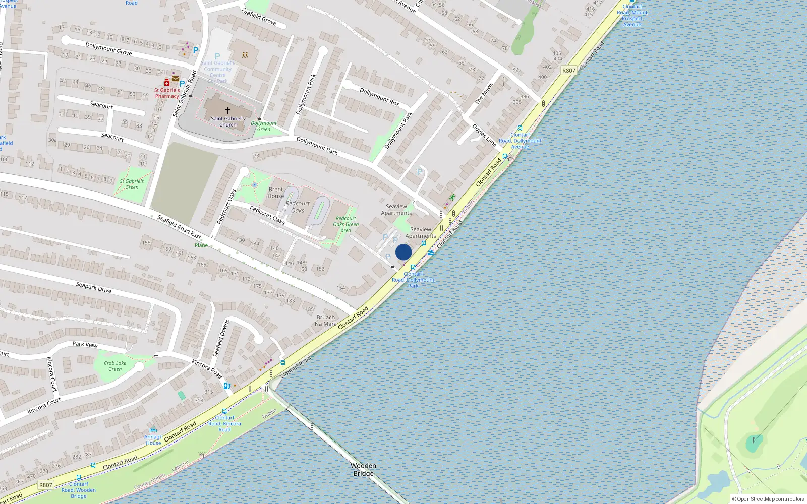 Overhead map showing the location of 362 Clontarf Road, Dublin 3