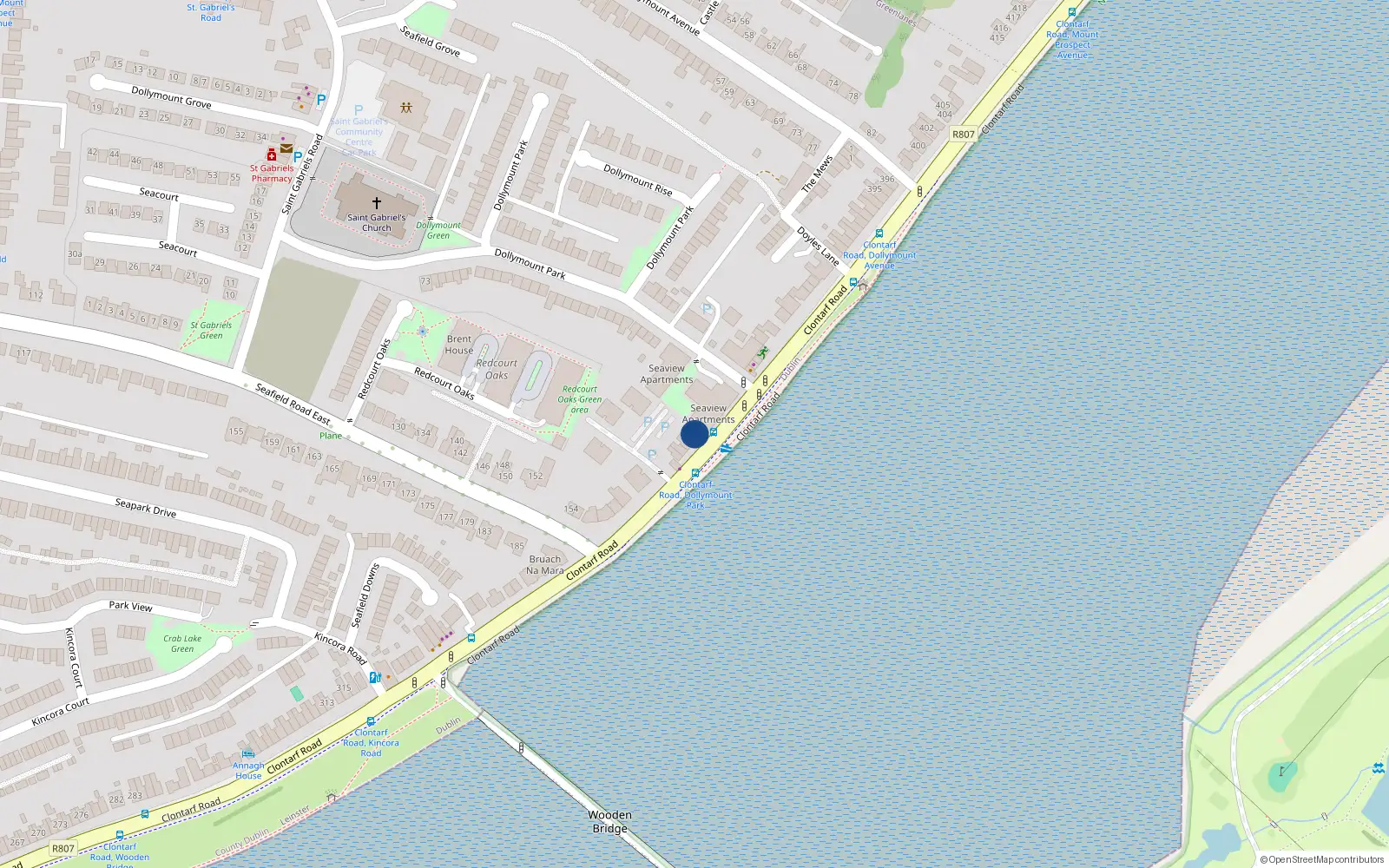 Overhead map showing the location of 365 Clontarf Road, Dublin 3