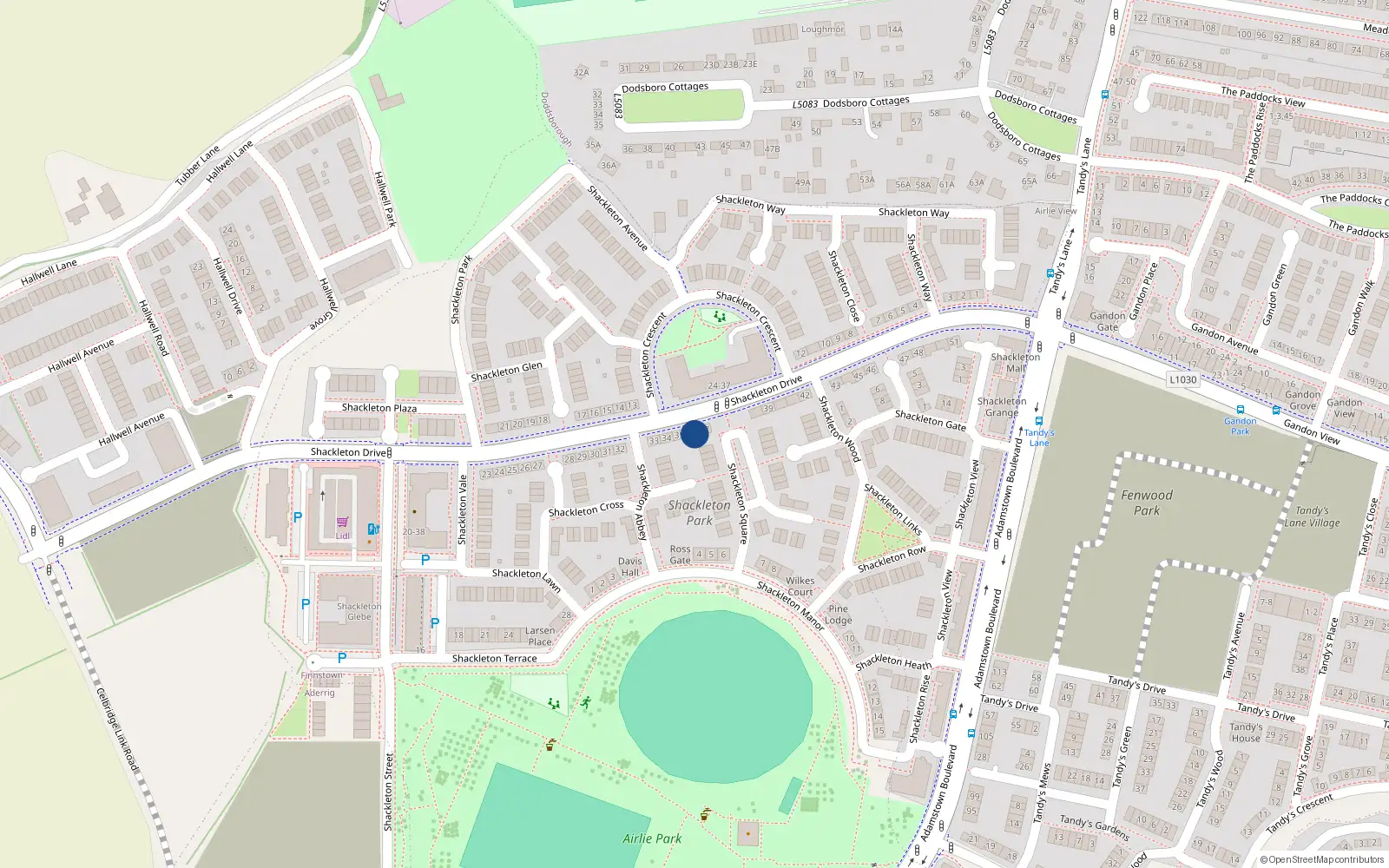 Overhead map showing the location of 36shackleton Drive, 36 Shackleton Drive, Lucan