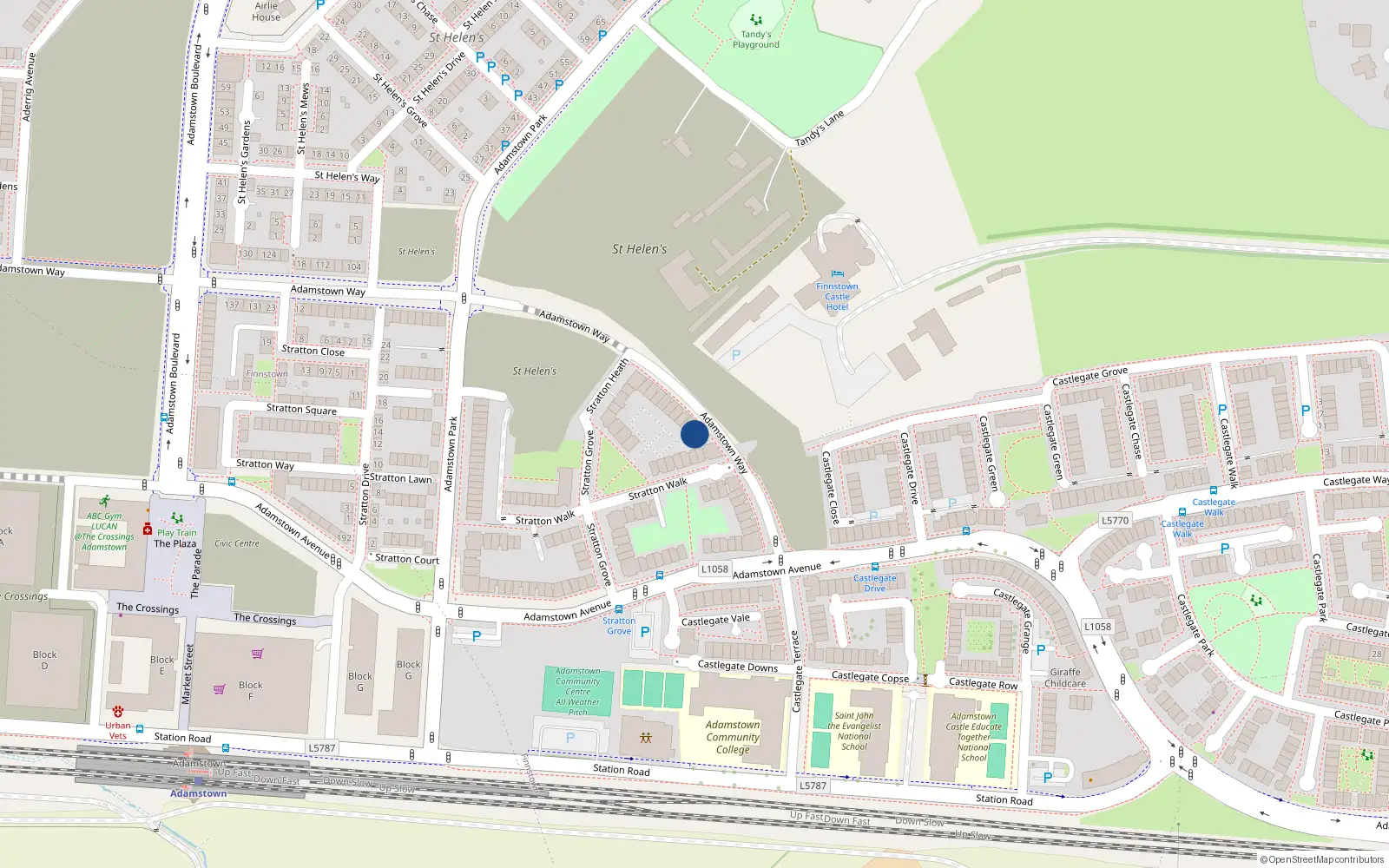 Overhead map showing the location of 37 Adamstown Way, Lucan