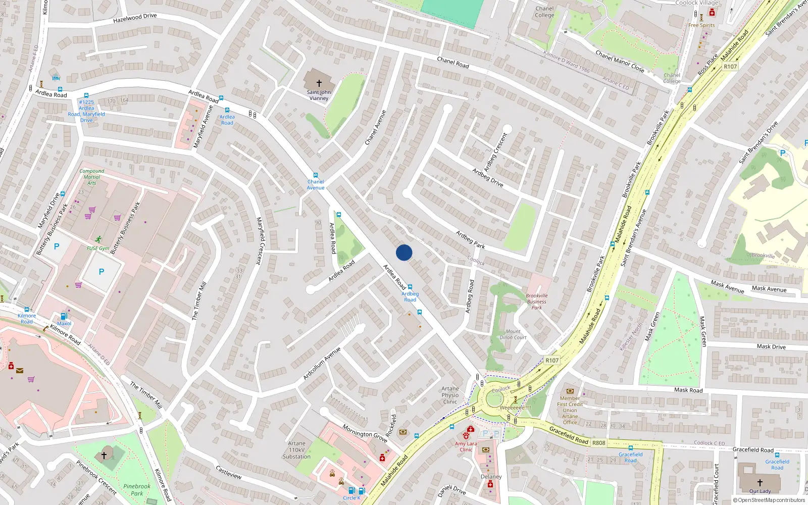 Overhead map showing the location of 37 Ardlea Road, Artane, Dublin 5