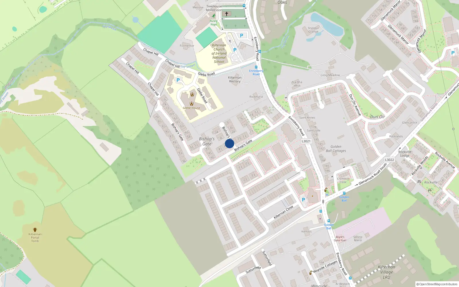 Overhead map showing the location of 37 Bishops Gate, Dublin 18