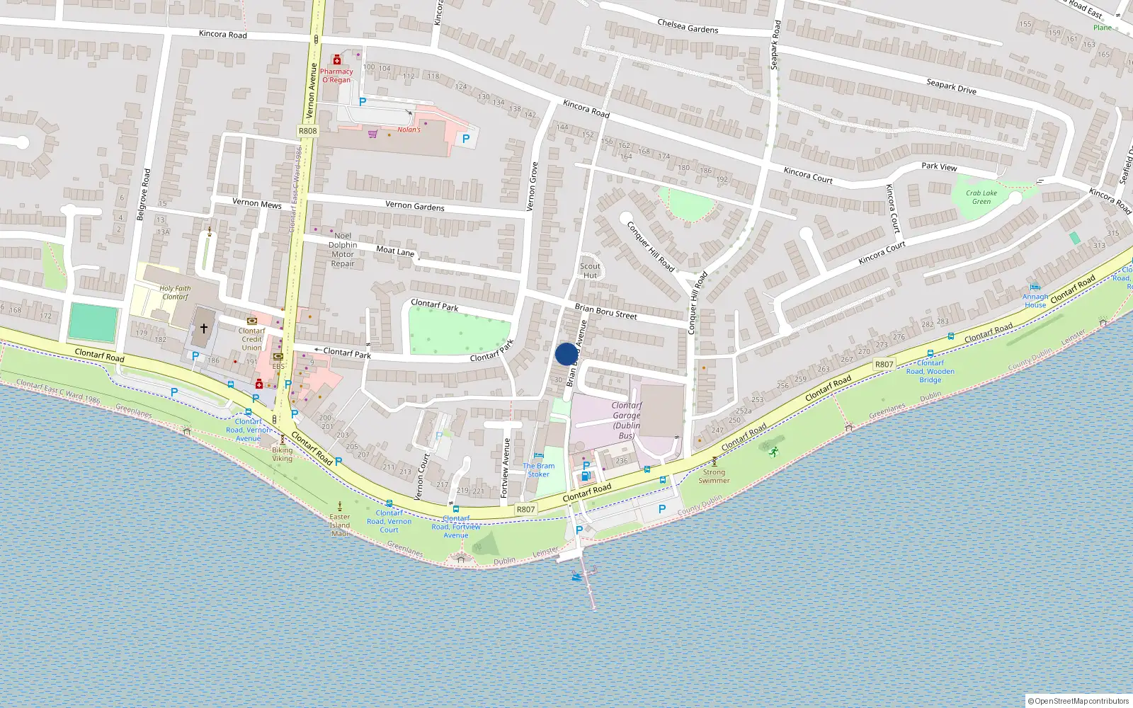 Overhead map showing the location of 37 Brian Boru Avenue, Dublin 3