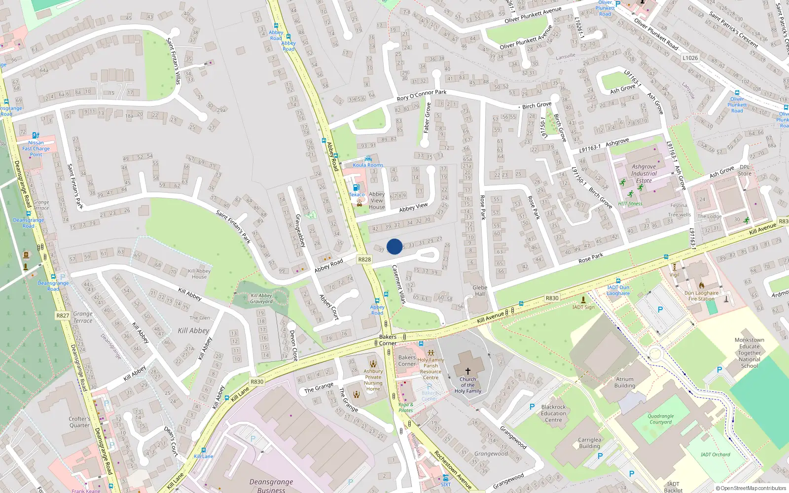 Overhead map showing the location of 37 Casement Villas, Dun Laoghaire