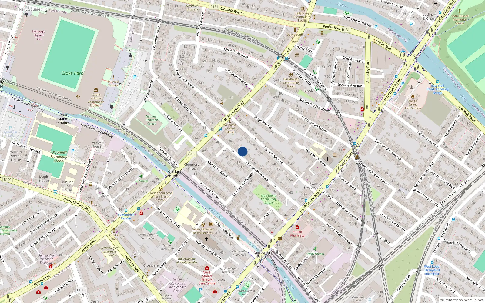 Overhead map showing the location of 37 Charleville Avenue, North Strand