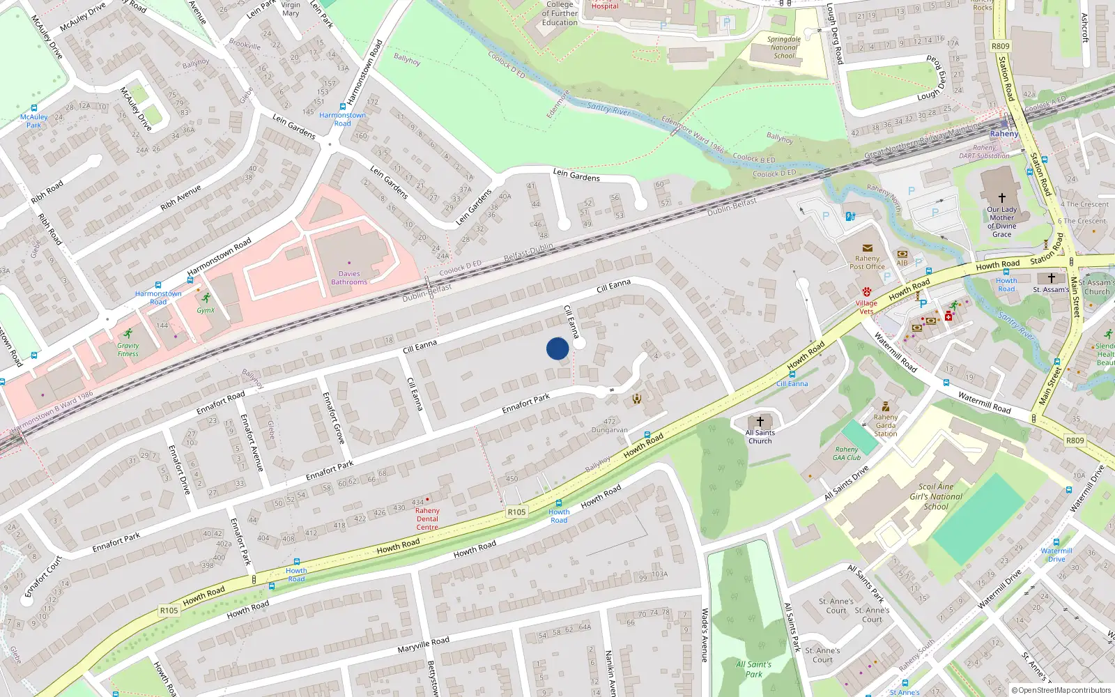 Overhead map showing the location of 37 Cill Eanna, Dublin 5