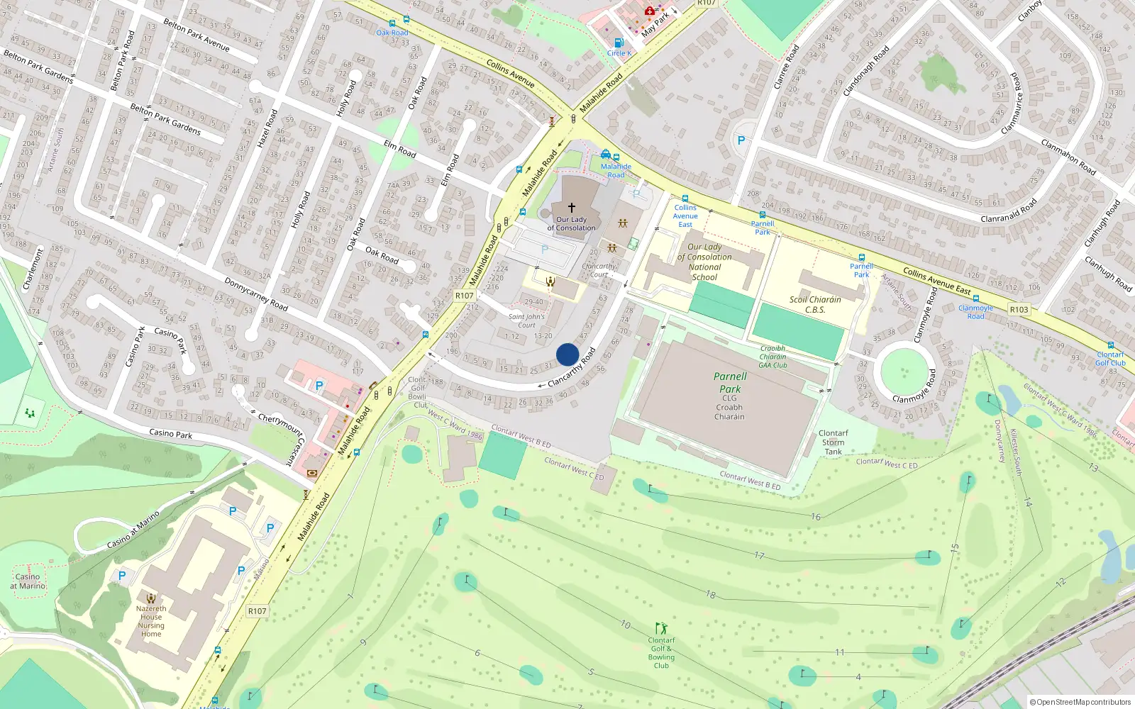 Overhead map showing the location of 37 Clancarthy Road, Dublin 5