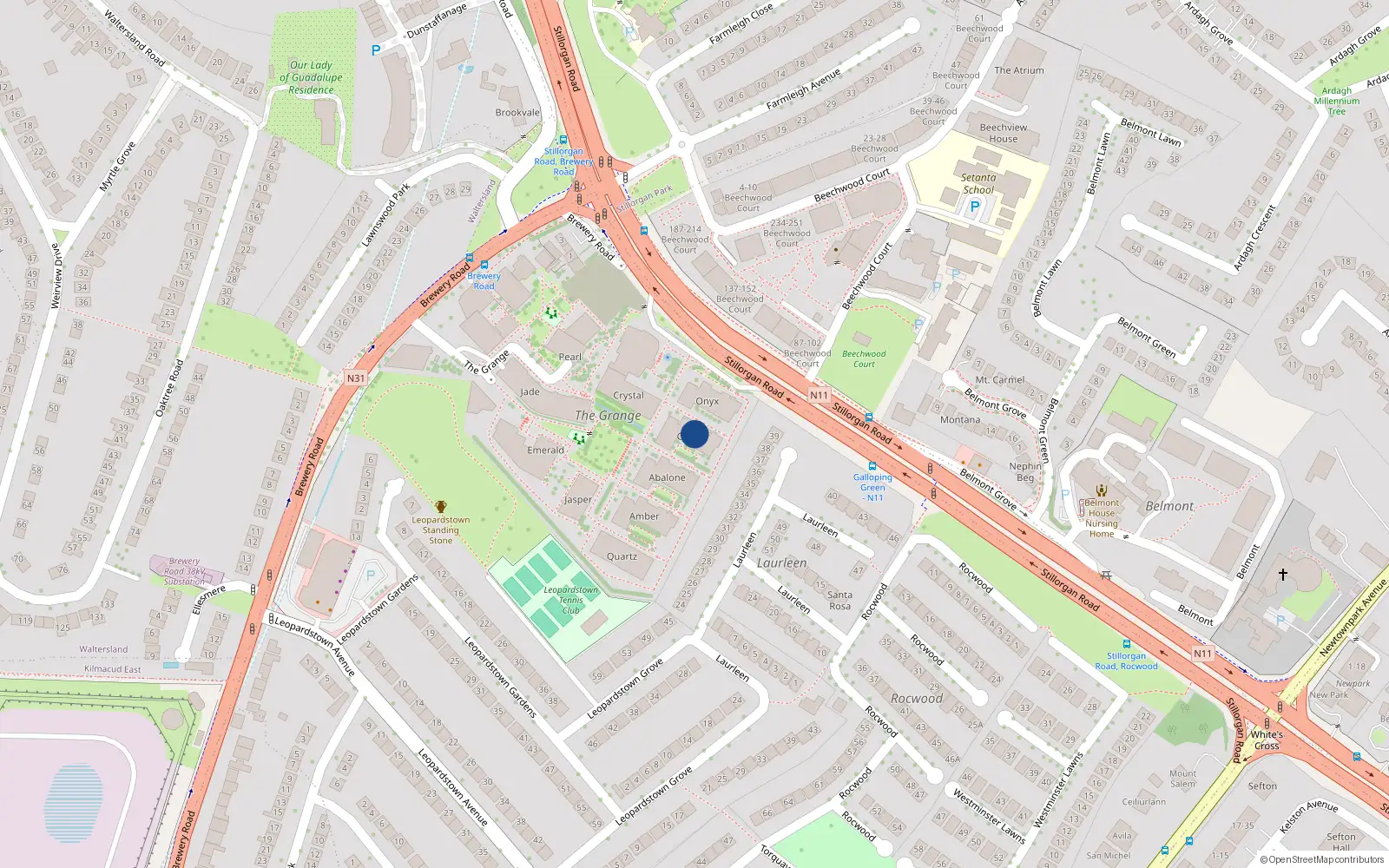 Overhead map showing the location of 37 Coral, The Grange, Blackrock