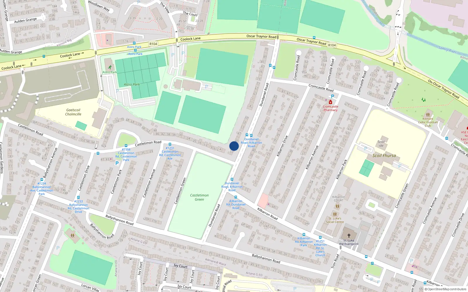 Overhead map showing the location of 37 Dundaniel Road, Coolock, Dublin 5