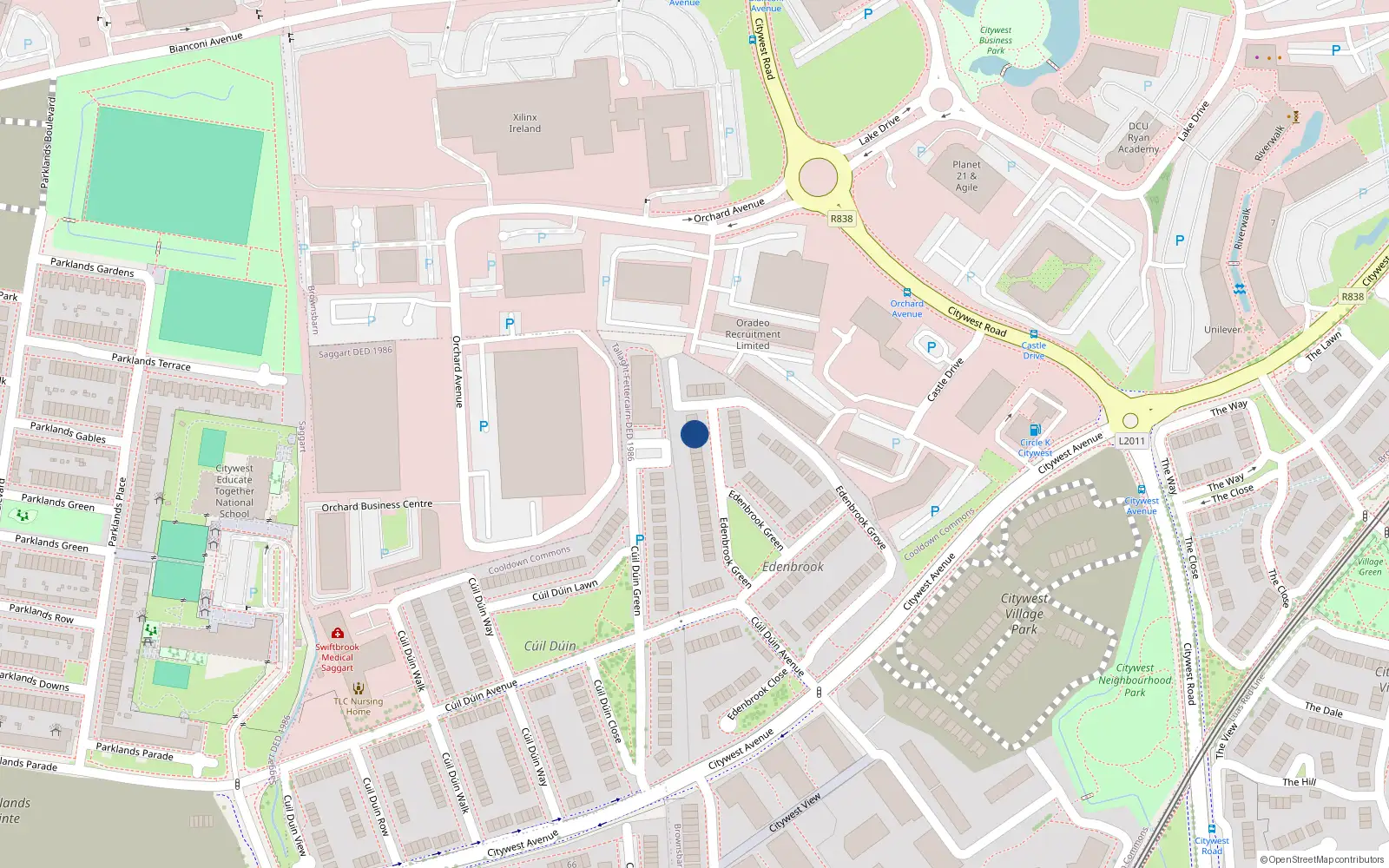 Overhead map showing the location of 37 Edenbrook Green, Citywest