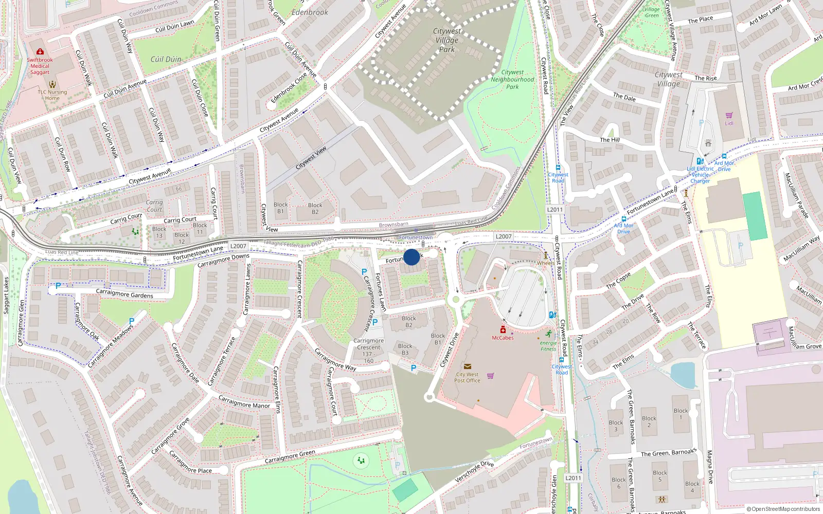Overhead map showing the location of 37 Fortunes Walk, Citywest