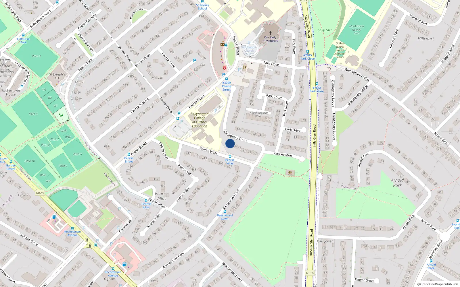 Overhead map showing the location of 37 Glenageary Court, Dun Laoghaire, Dublin