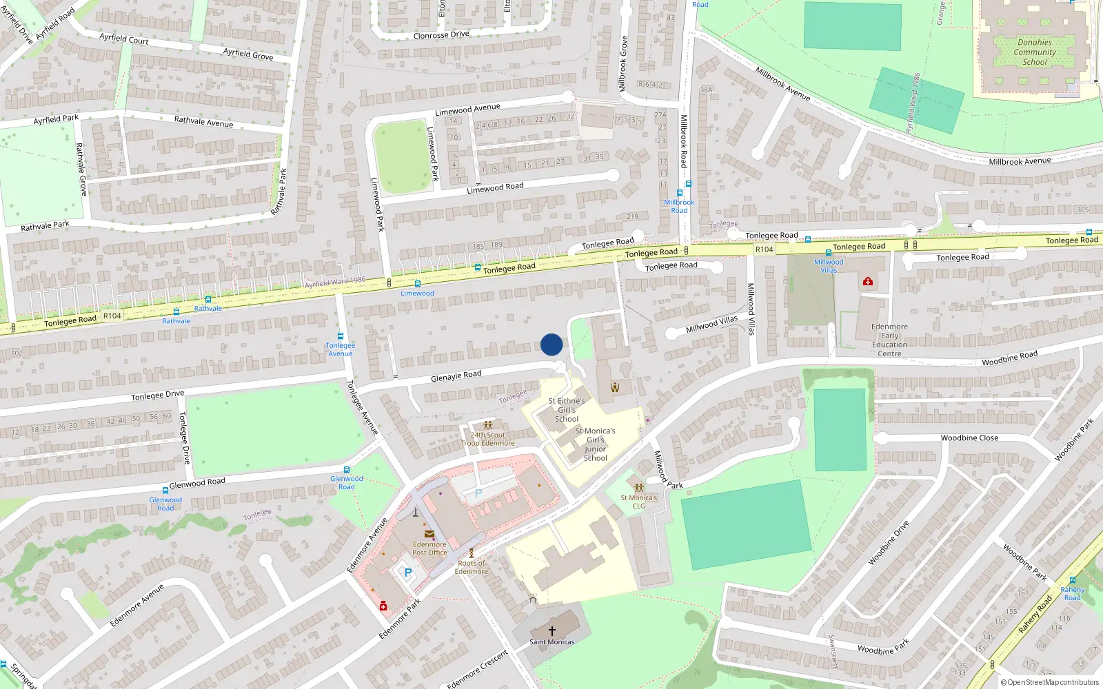 Overhead map showing the location of 37 Glenayle Road, Dublin 5