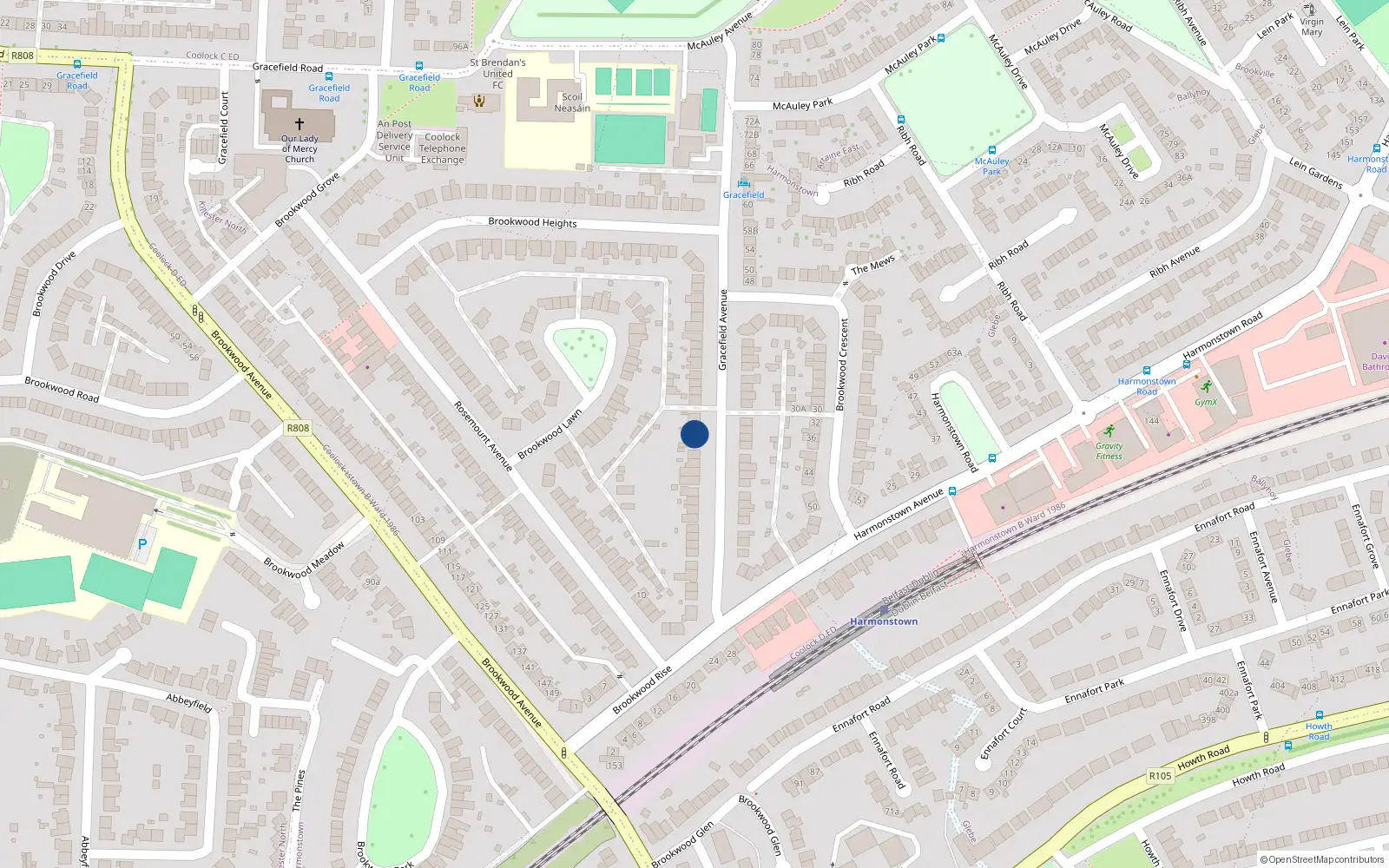 Overhead map showing the location of 37 Gracefield Avenue, Dublin 5