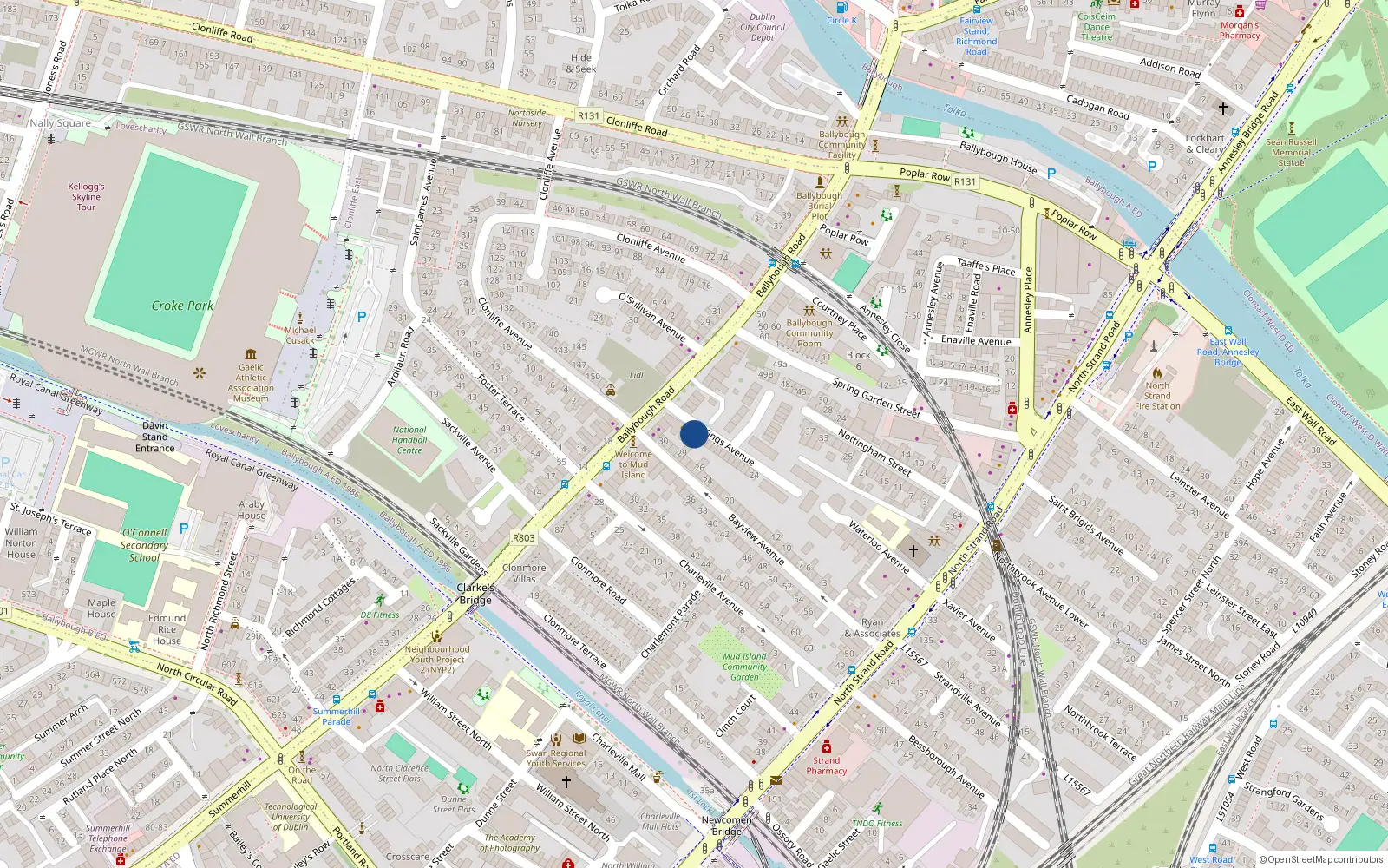 Overhead map showing the location of 37 Kings Avenue, Dublin