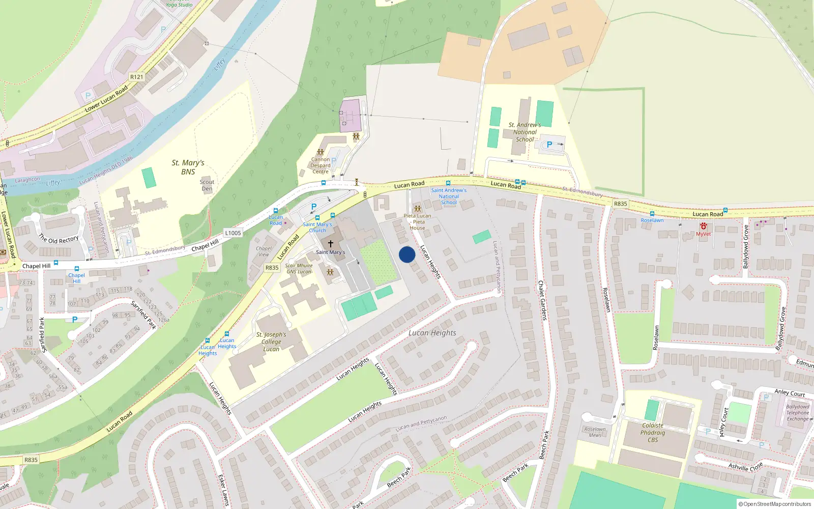 Overhead map showing the location of 37 Lucan Heights, Lucan