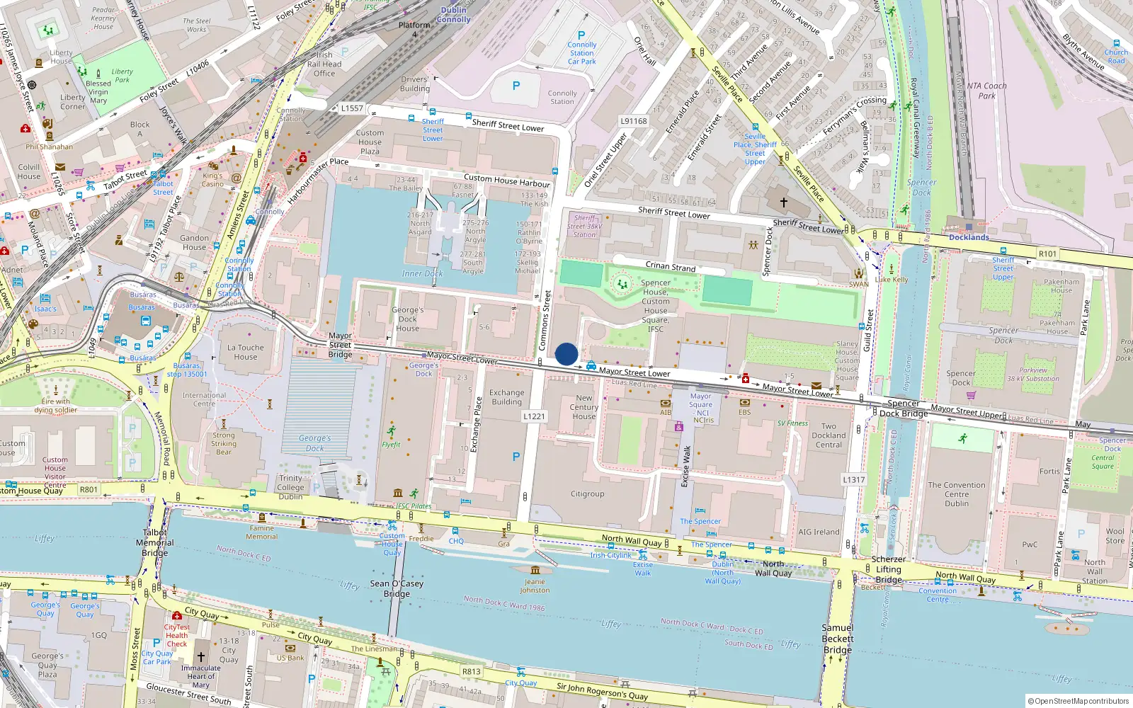 Overhead map showing the location of 37 Malton House, Custom House Square, Mayor St Lower Dublin 1