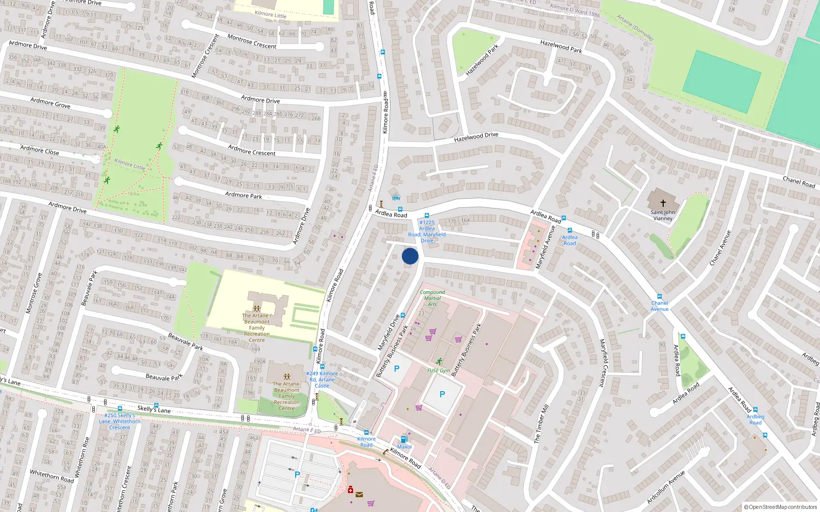 Overhead map showing the location of 37 Maryfield Drive, Dublin 5