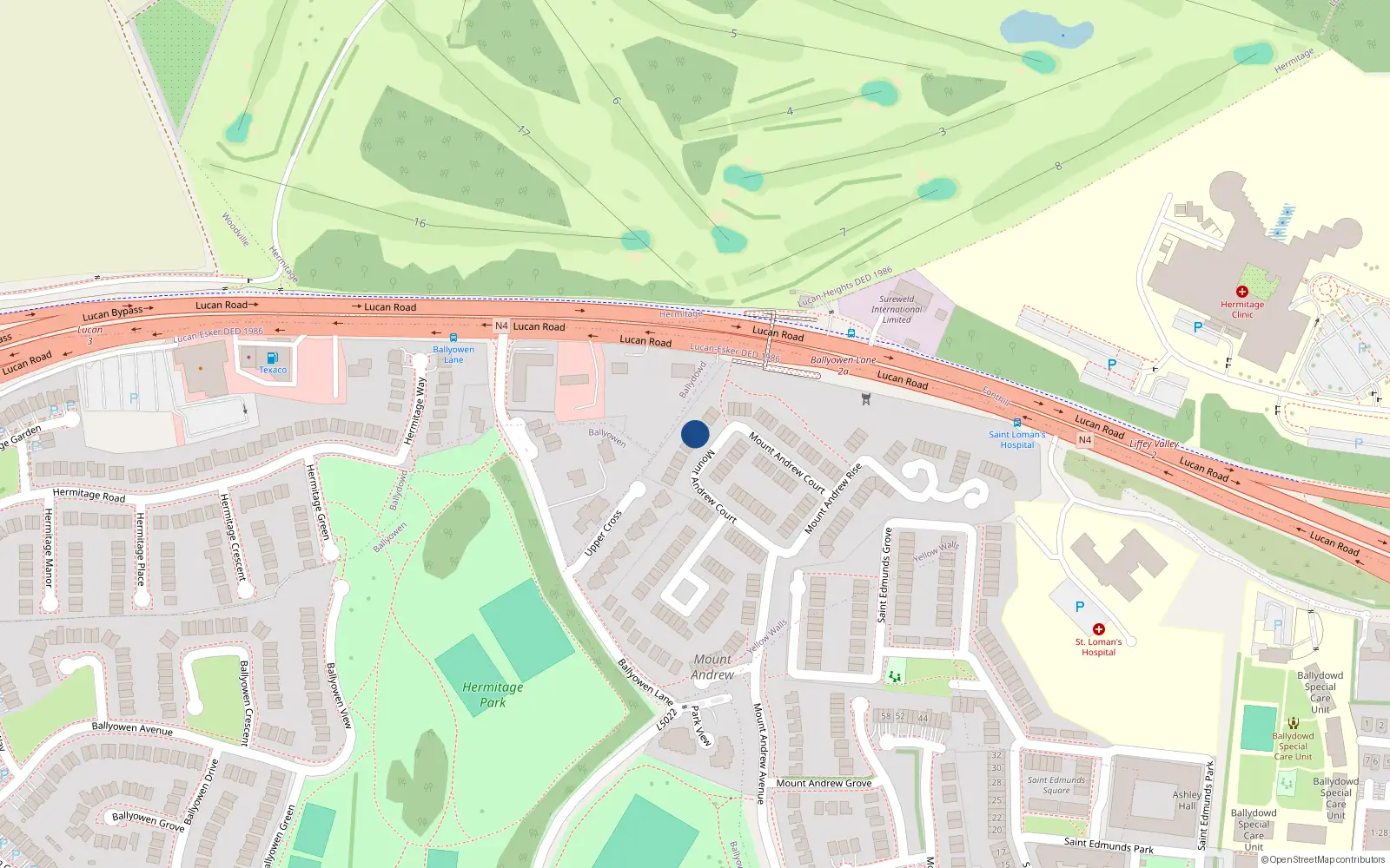 Overhead map showing the location of 37 Mount Andrew Court, Lucan