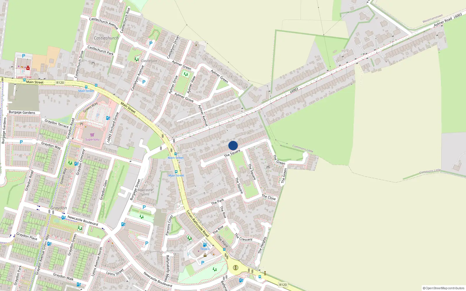 Overhead map showing the location of 37 Newcastle Manor Square, Commons Little
