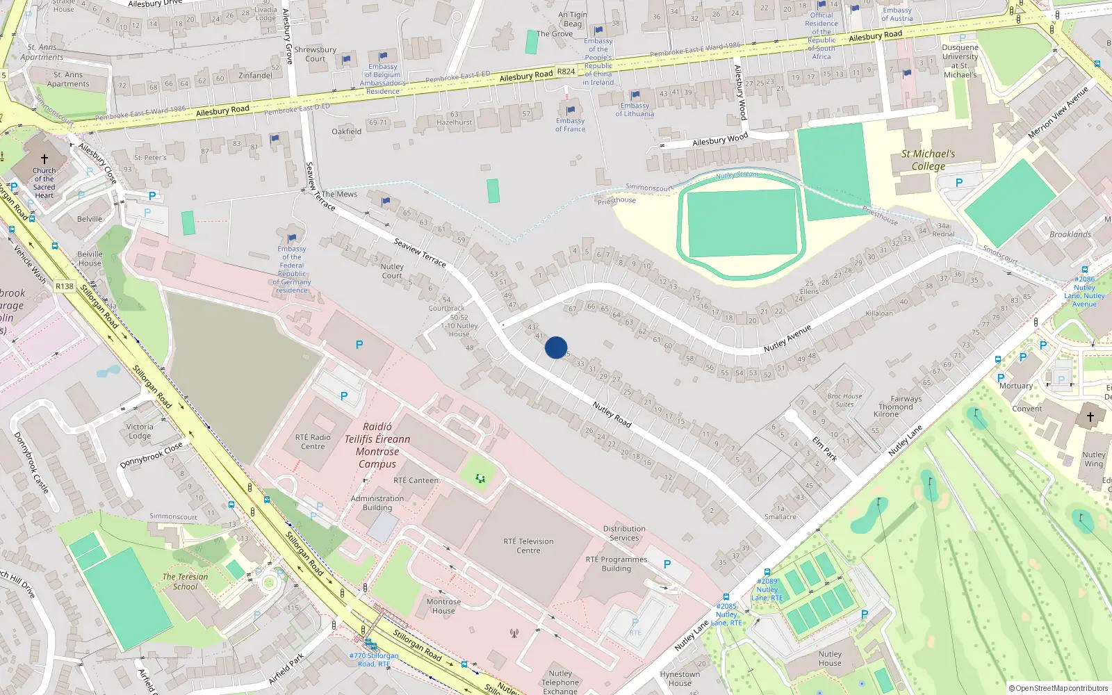 Overhead map showing the location of 37 Nutley Road, Priesthouse