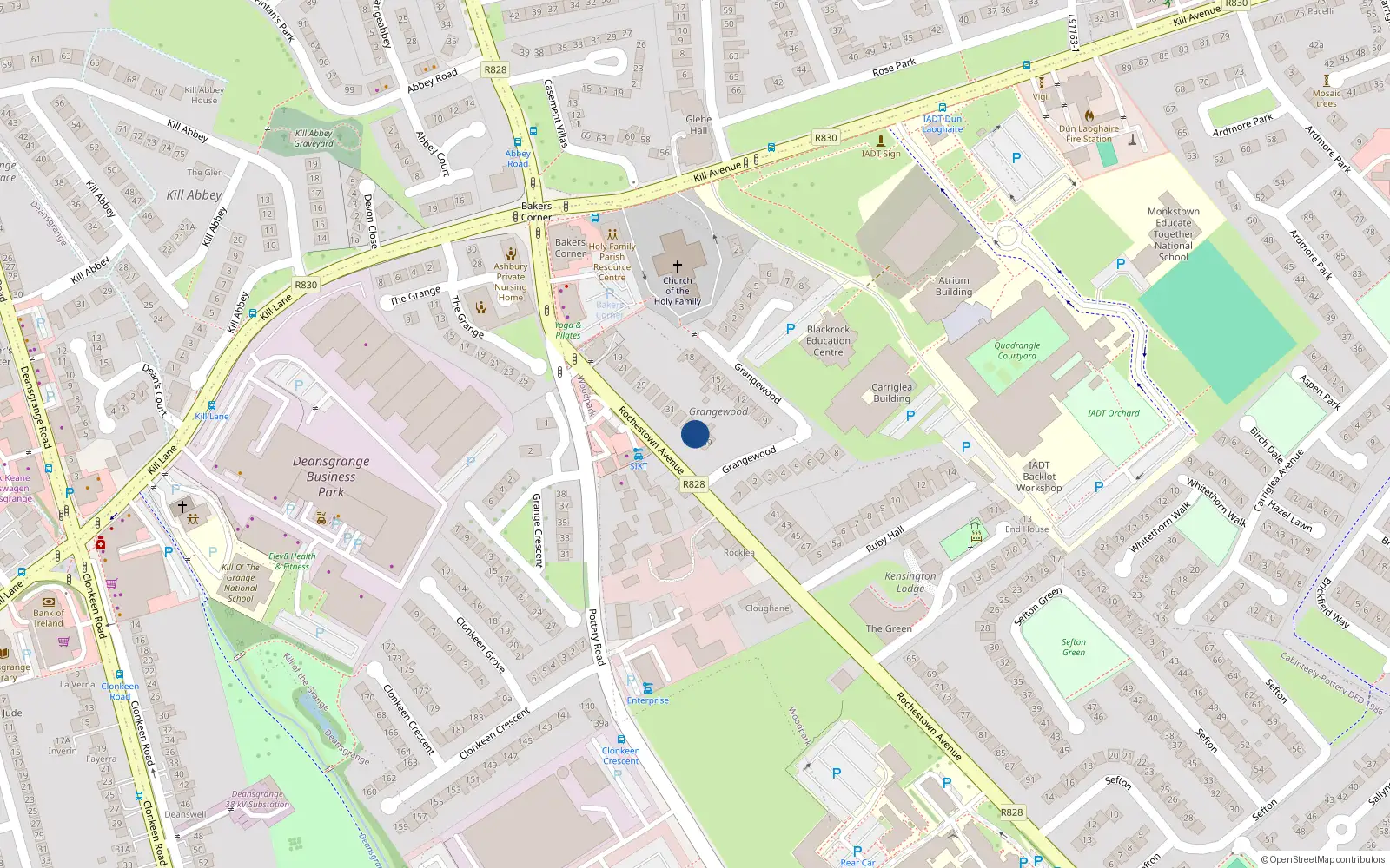 Overhead map showing the location of 37 Rochestown Avenue, Dun Laoghaire, Dublin