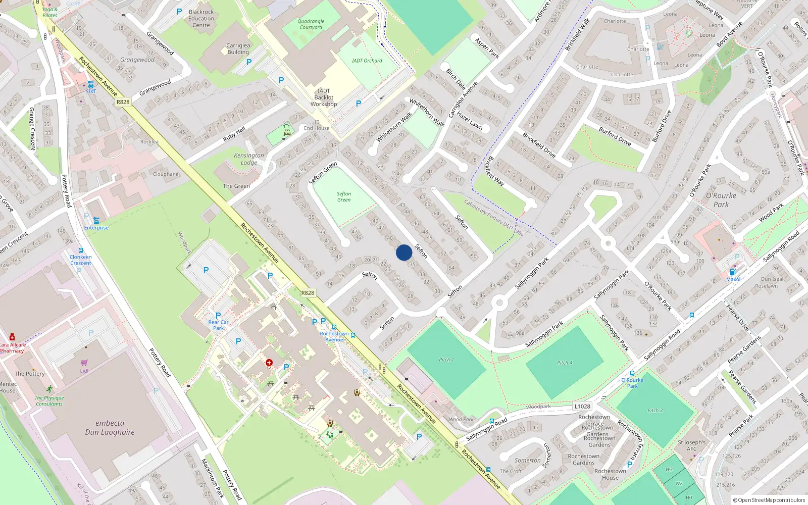 Overhead map showing the location of 37 Sefton, Dun Laoghaire