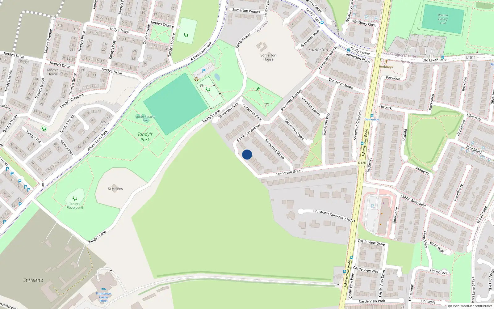 Overhead map showing the location of 37 Somerton Avenue, Newcastle Road, Lucan