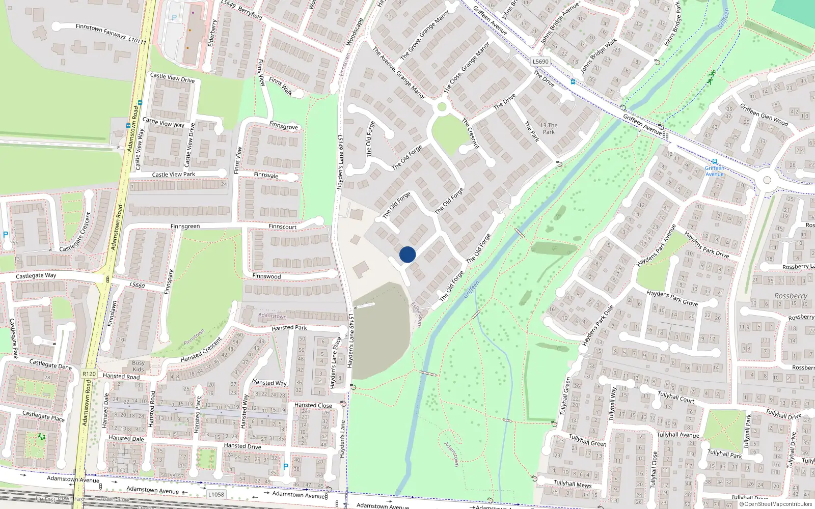 Overhead map showing the location of 37 The Old Forge, Lucan