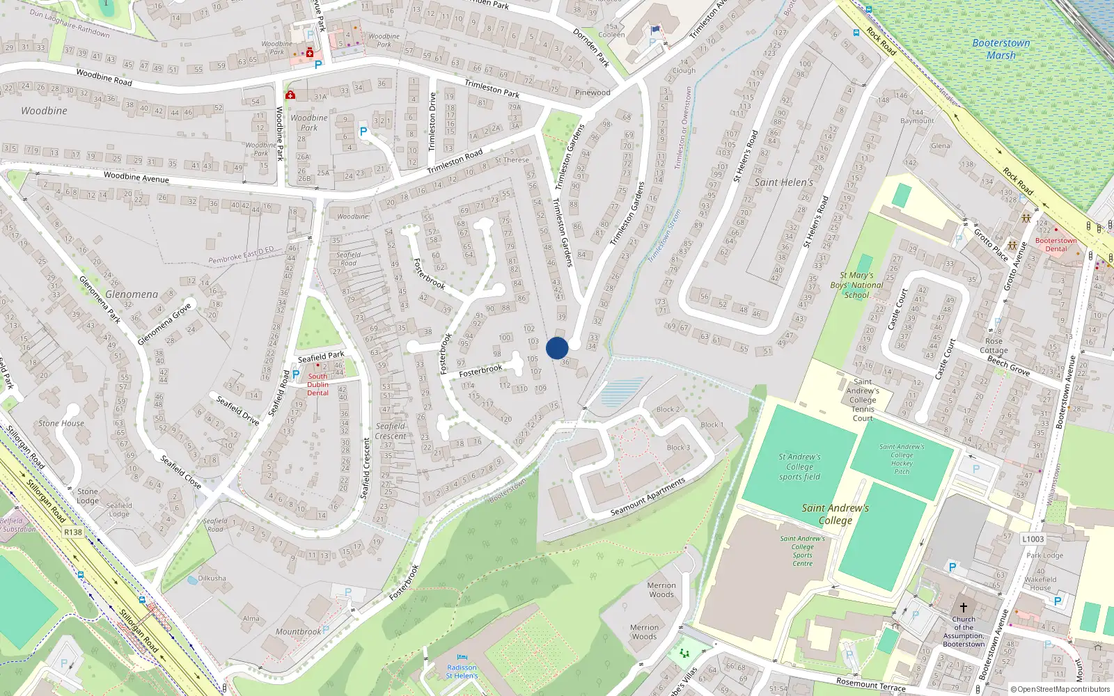 Overhead map showing the location of 37 Trimleston Gardens, Trimleston or Owenstown