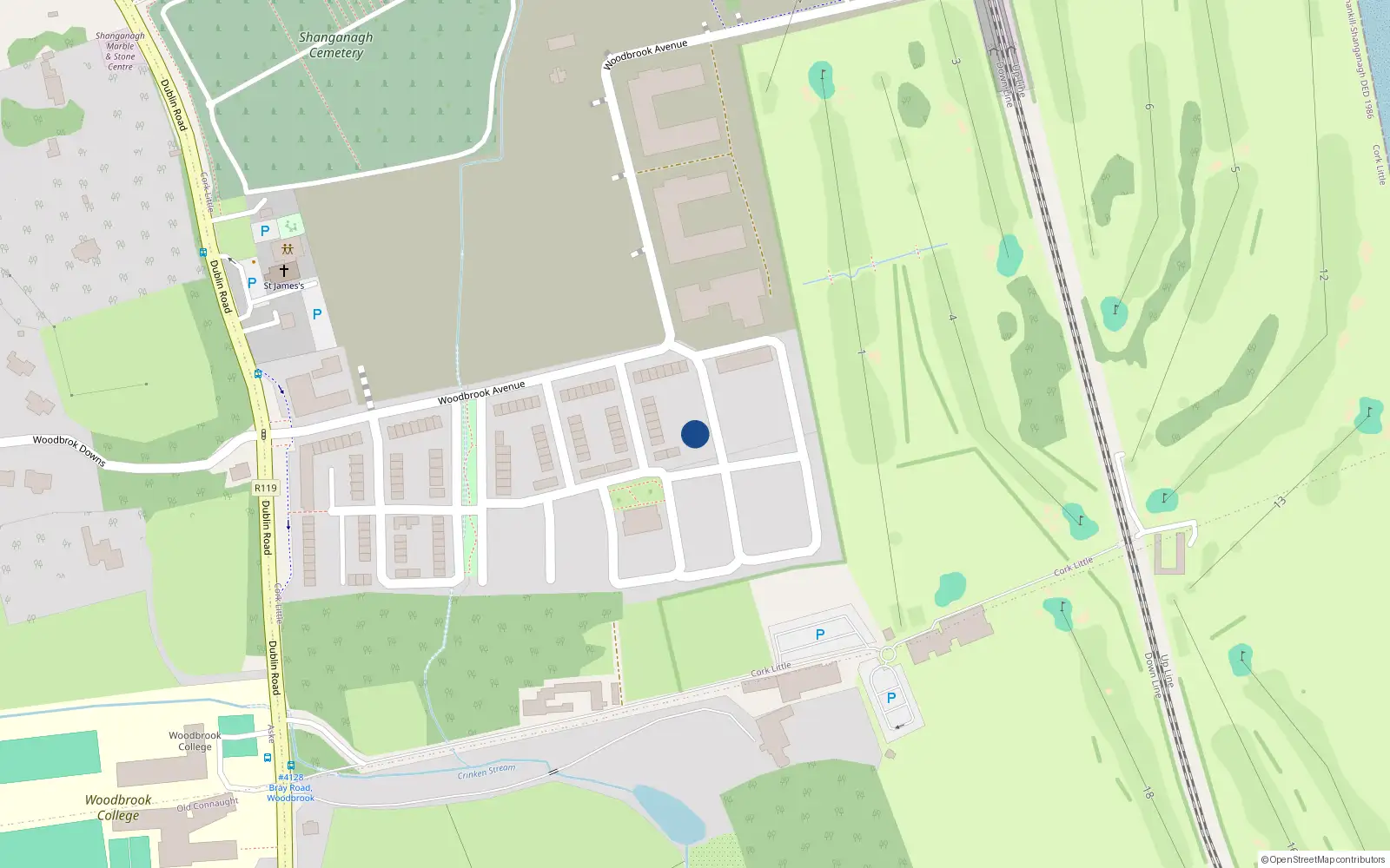Overhead map showing the location of 37 Woodbrook, Bray