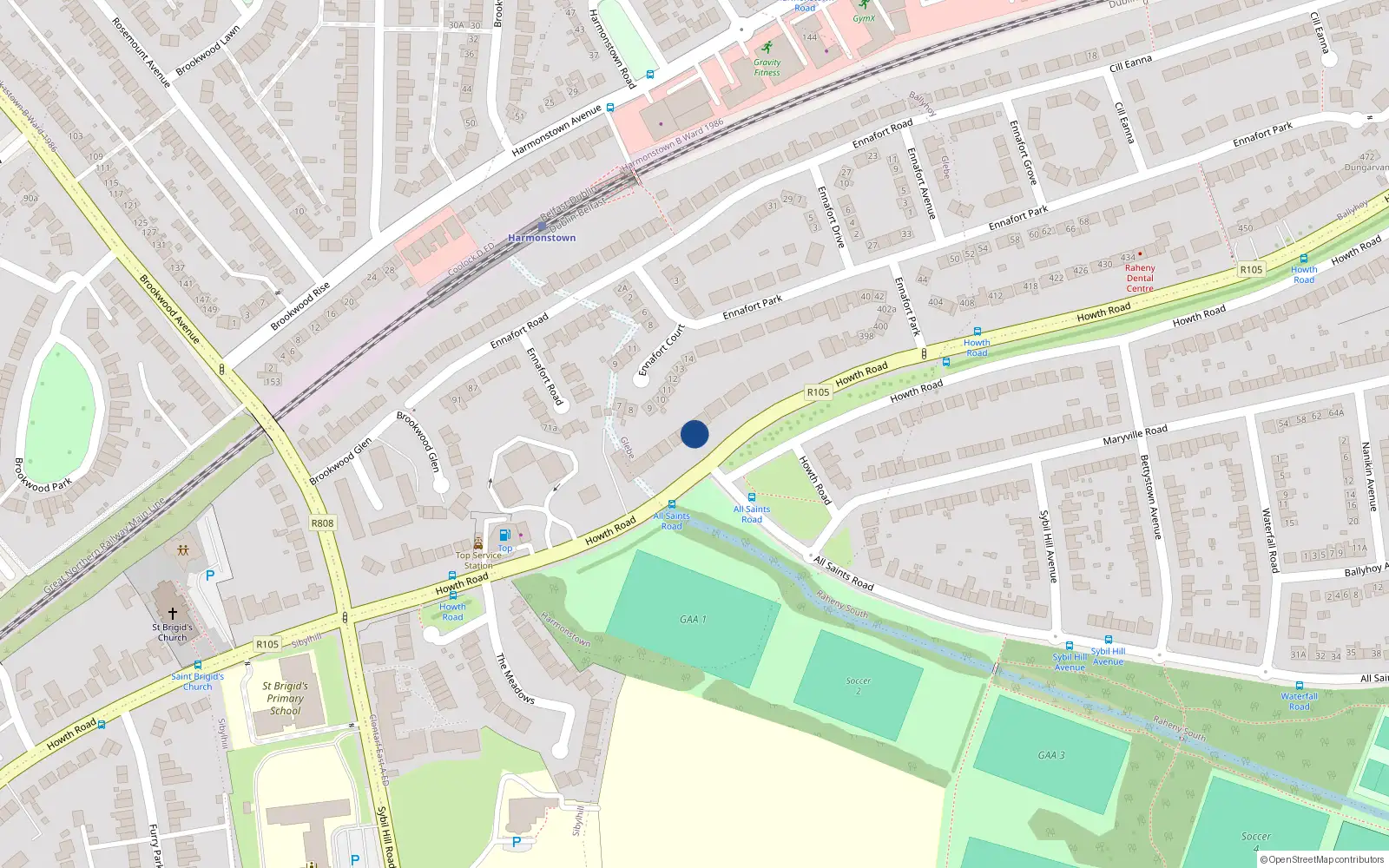 Overhead map showing the location of 370 Howth Road, Dublin 5