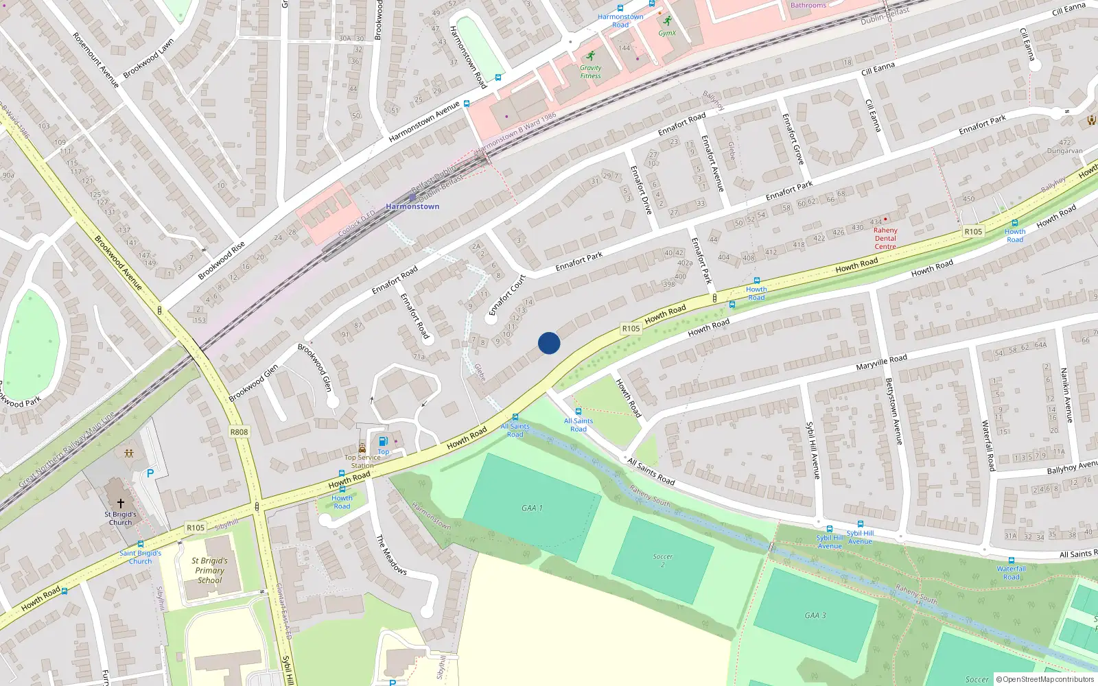 Overhead map showing the location of 372 Howth Road, Dublin 5
