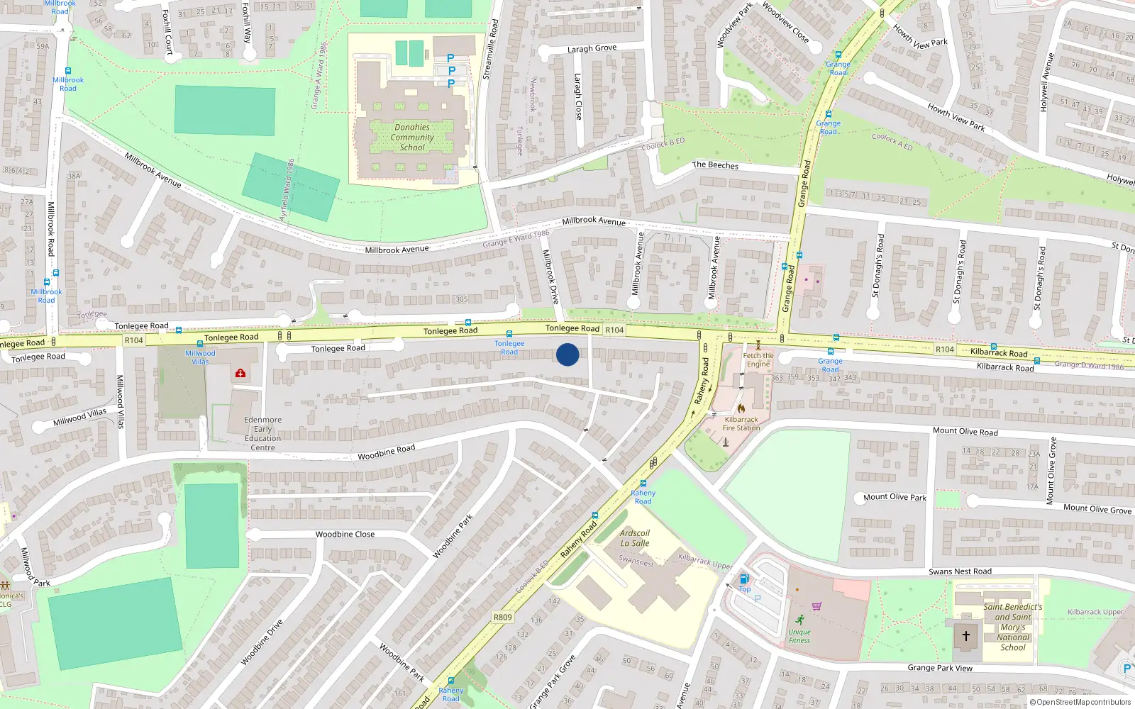 Overhead map showing the location of 372 Tonlegee Road, Dublin 5