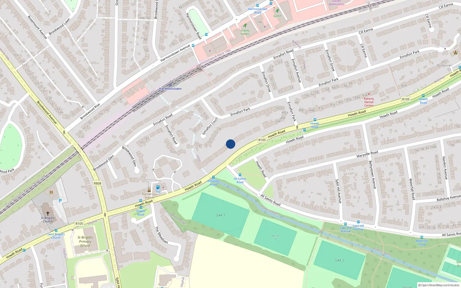 Overhead map showing the location of 374 Howth Road, Dublin 5