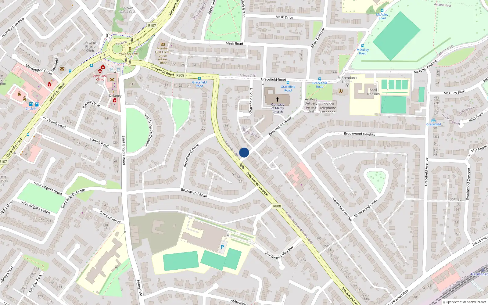 Overhead map showing the location of 37A Brookwood Avenue, Dublin 5