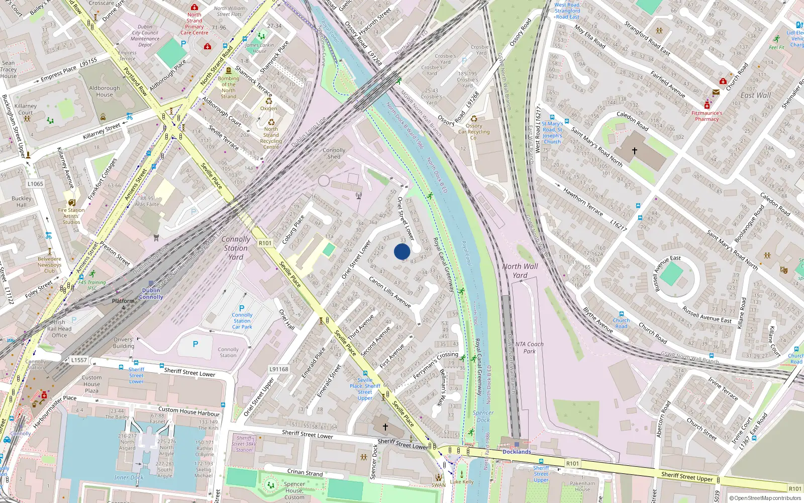Overhead map showing the location of 37A Lower Oriel St, Dublin 1, Dublin