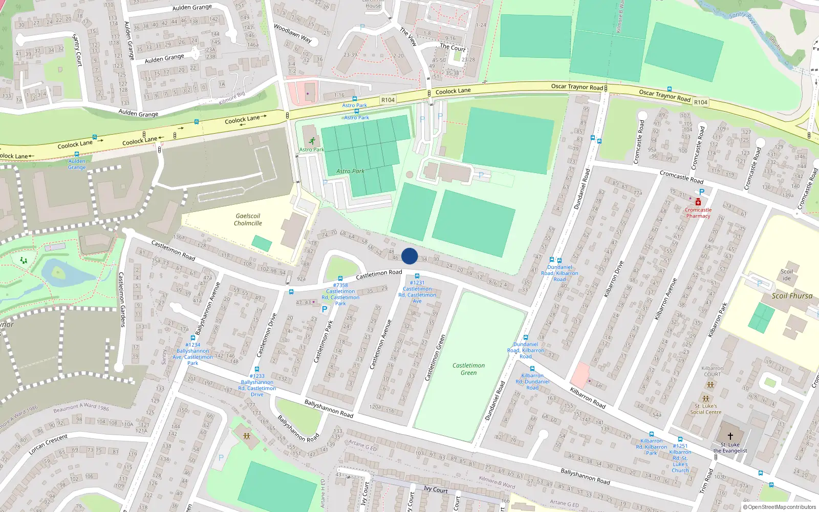 Overhead map showing the location of 38 Castletimon Road, Dublin 5