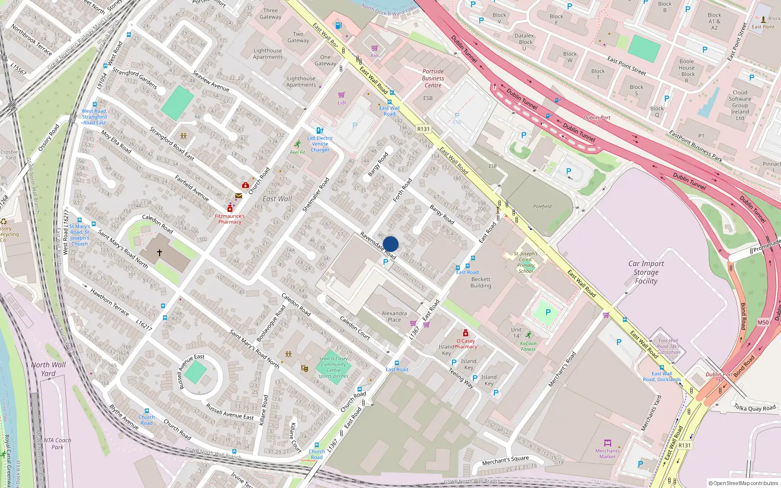 Overhead map showing the location of 38 Ravensdale Road, Dublin 3